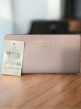 Kate Spade Large Slim Madison Wallet in Pale Amethyst, Interior Festive, NWT